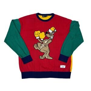 JNCO Boxing Kangaroo Ugly Christmas Colorblock Sweater Men's Small Y2K Grunge